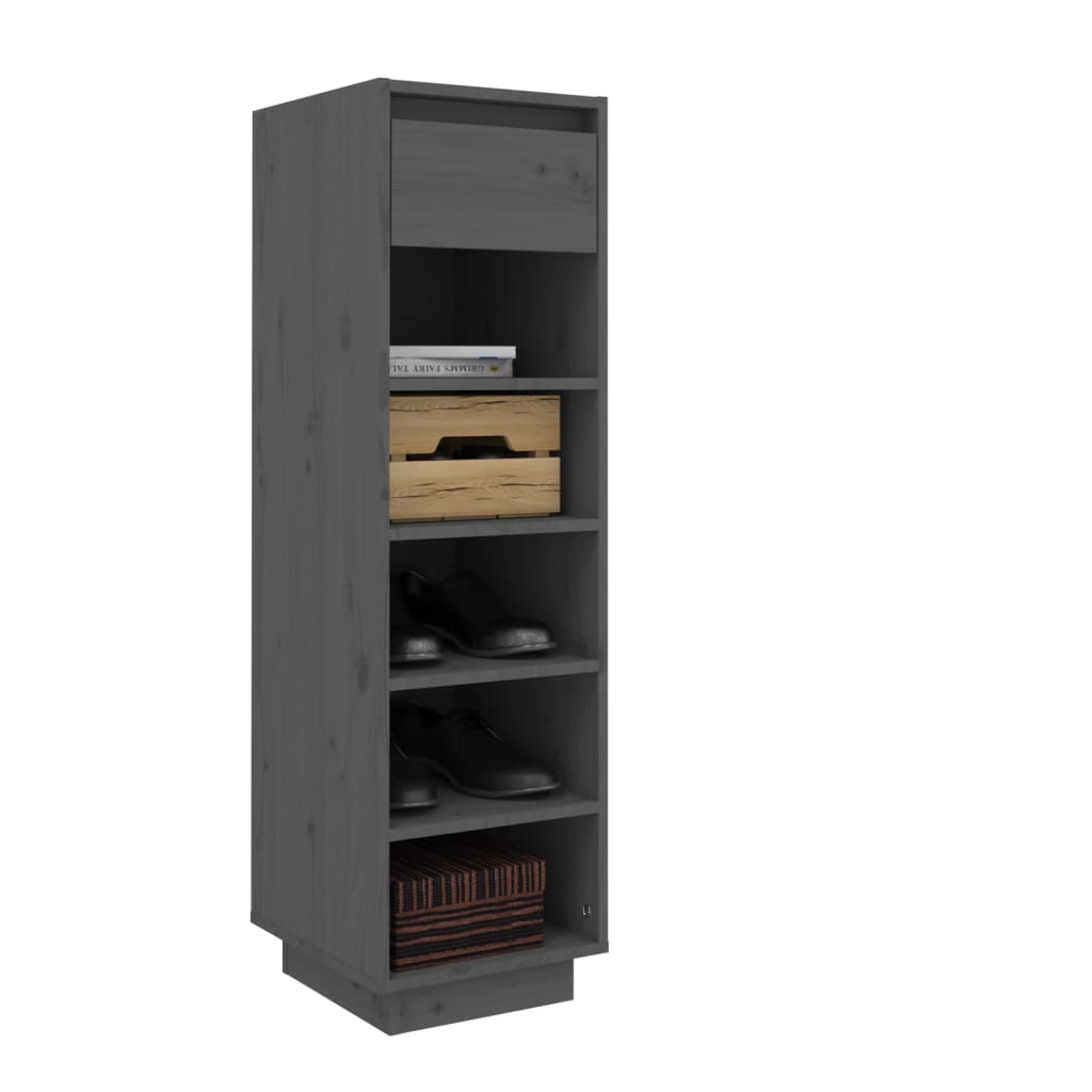 Shoe Cabinet Grey 30x34x105 cm Solid Wood Pine