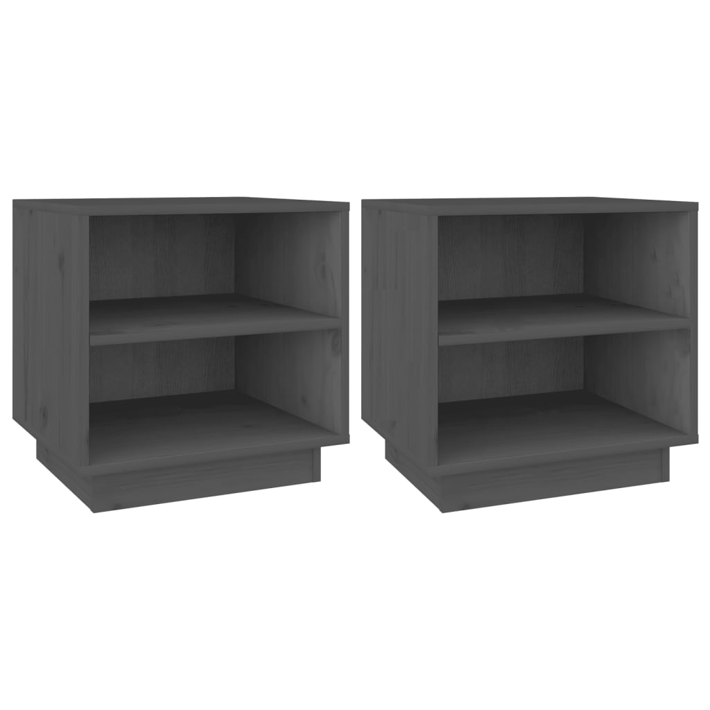 Bedside Cabinets 2 pcs Grey 40x34x40 cm Solid Wood Pine