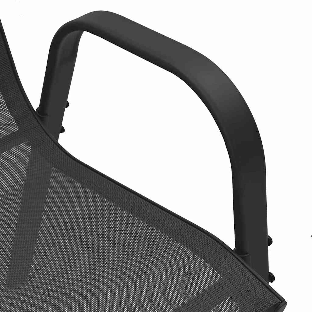 Stackable Garden Chairs 4 pcs Black Textilene Fabric