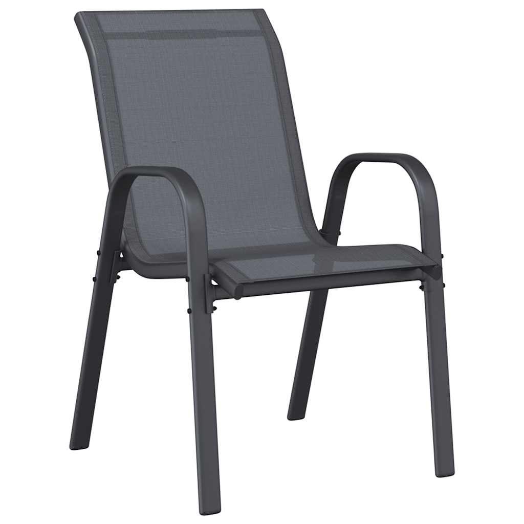 Stackable Garden Chairs 4 pcs Grey Textilene Fabric