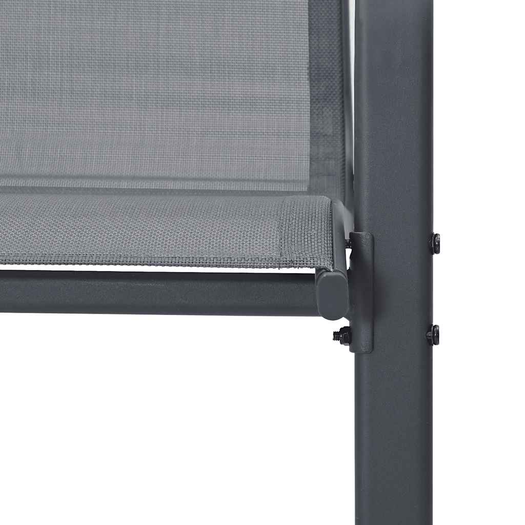 Stackable Garden Chairs 4 pcs Grey Textilene Fabric