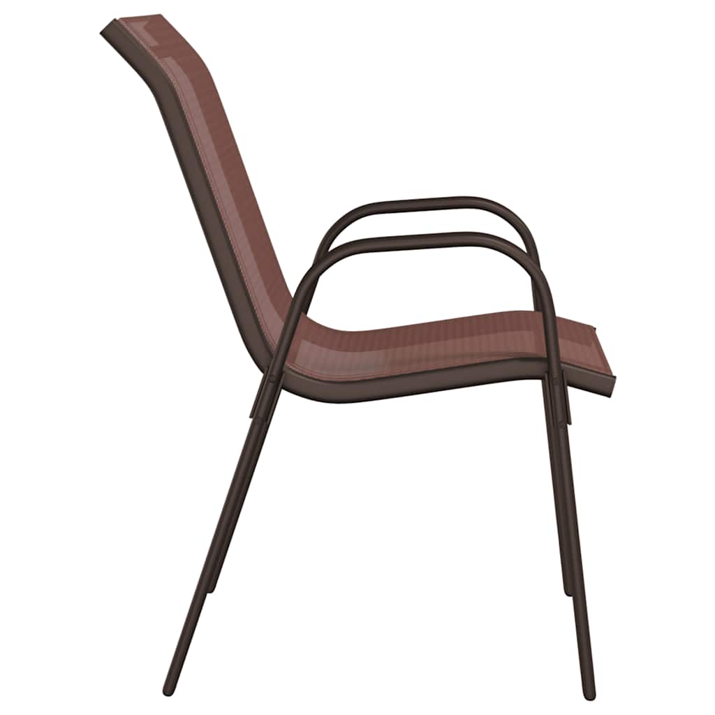 Stackable Garden Chairs 6 pcs Brown Textilene Fabric
