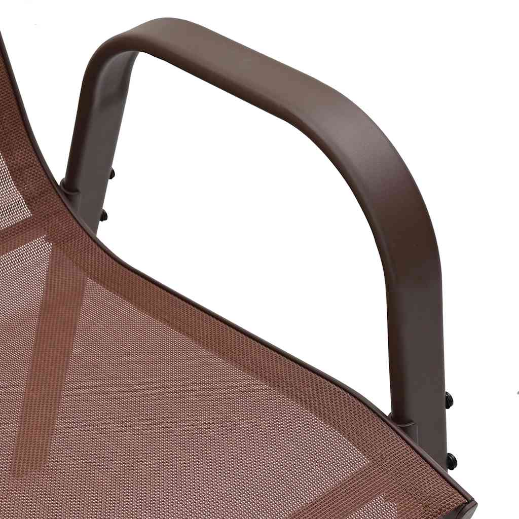 Stackable Garden Chairs 6 pcs Brown Textilene Fabric