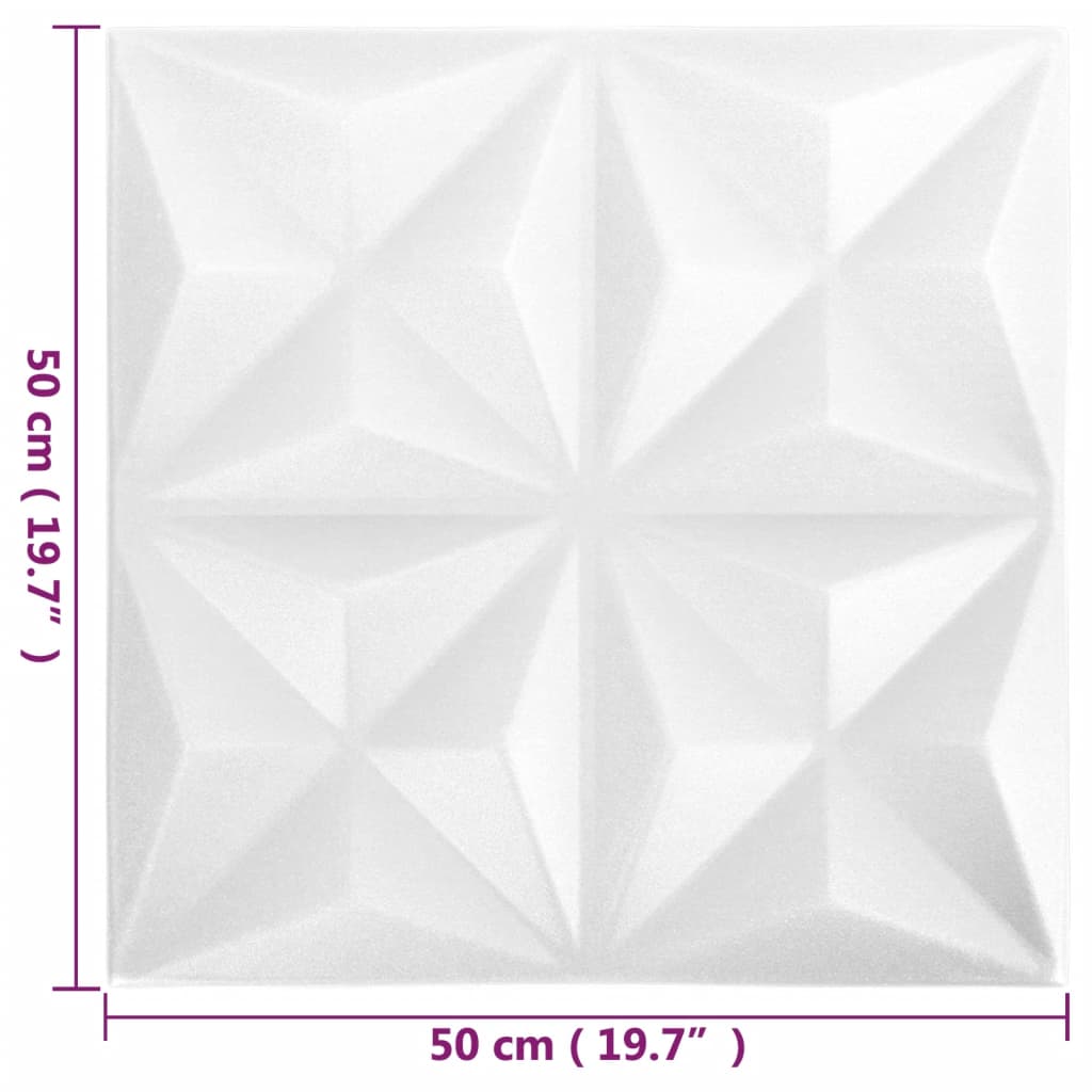 3D Wall Panels 24 pcs 50x50 cm Origami White 6 m²