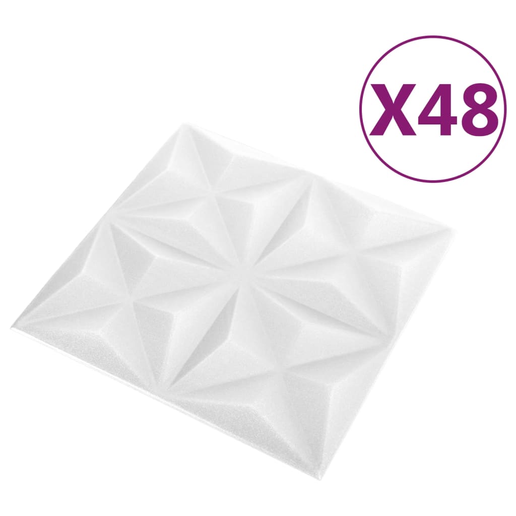 3D Wall Panels 48 pcs 50x50 cm Origami White 12 m²