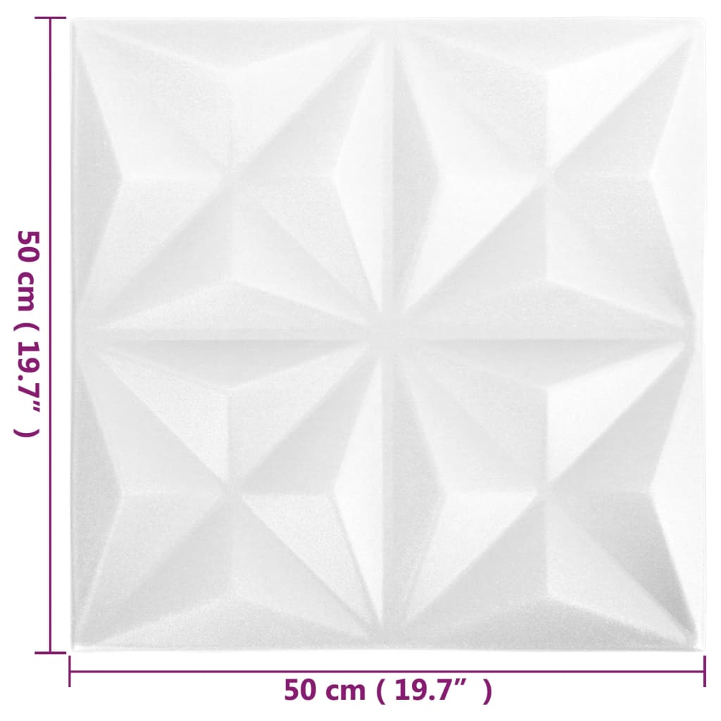 3D Wall Panels 48 pcs 50x50 cm Origami White 12 m²