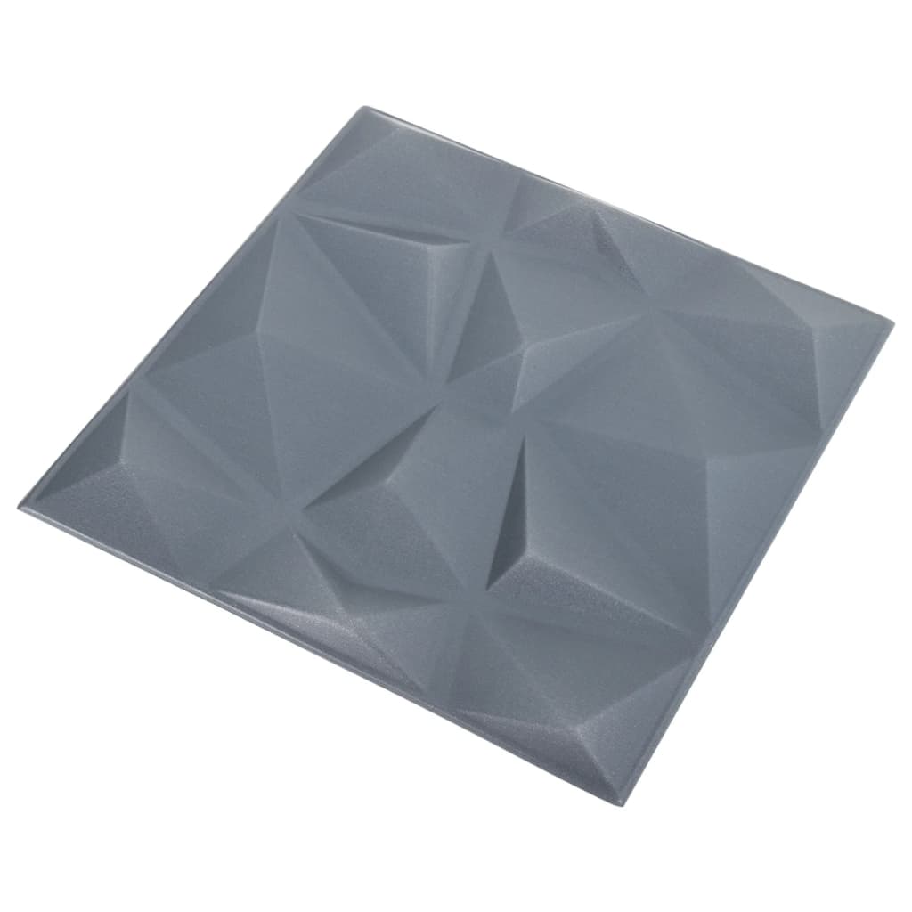 3D Wall Panels 24 pcs 50x50 cm Diamond Grey 6 m²