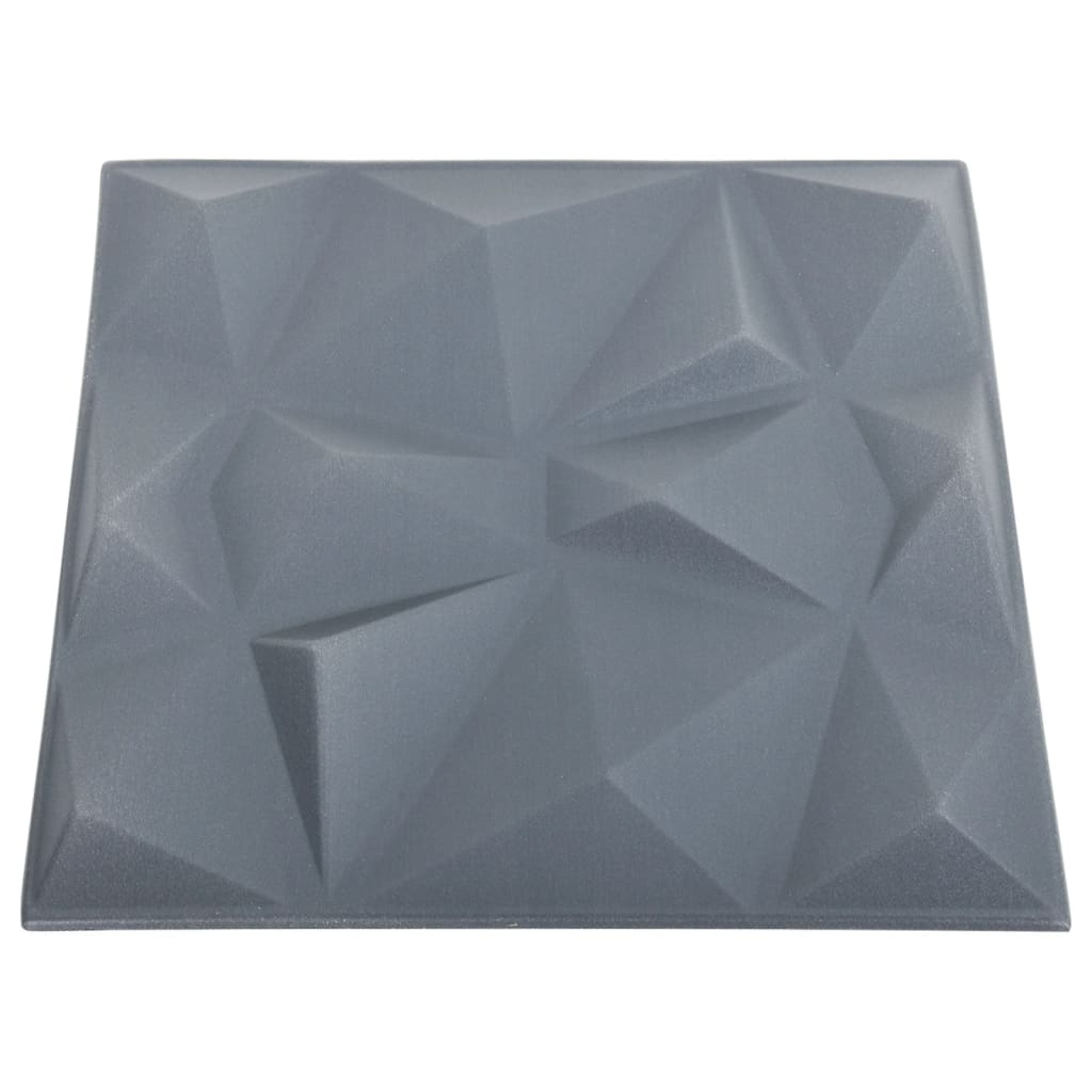 3D Wall Panels 24 pcs 50x50 cm Diamond Grey 6 m²