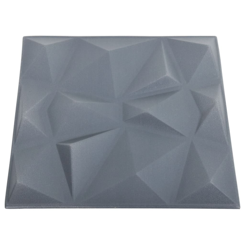 3D Wall Panels 48 pcs 50x50 cm Diamond Grey 12 m²