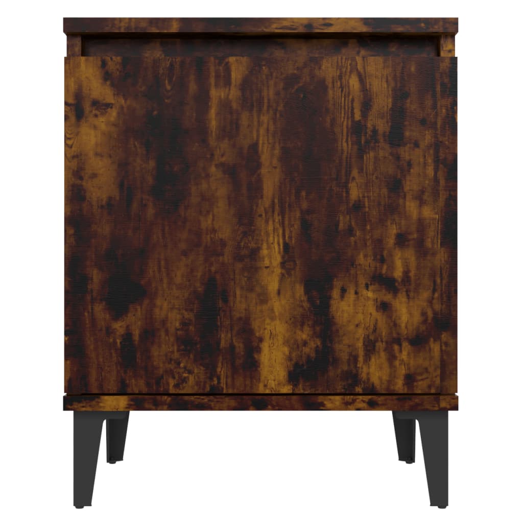 Bed Cabinets with Metal Legs Smoked Oak 40x30x50 cm
