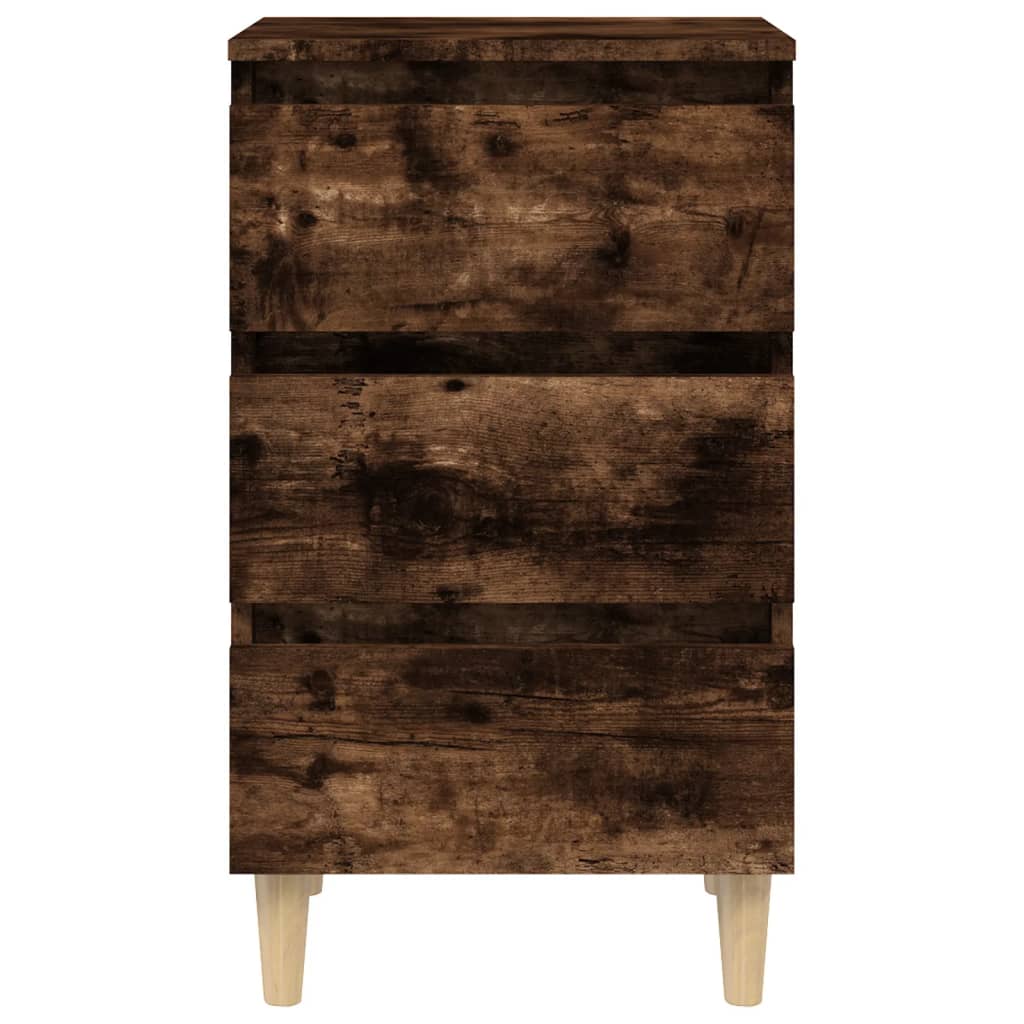Bed Cabinets with Solid Wood Legs 2 pcs Smoked Oak 40x35x69 cm