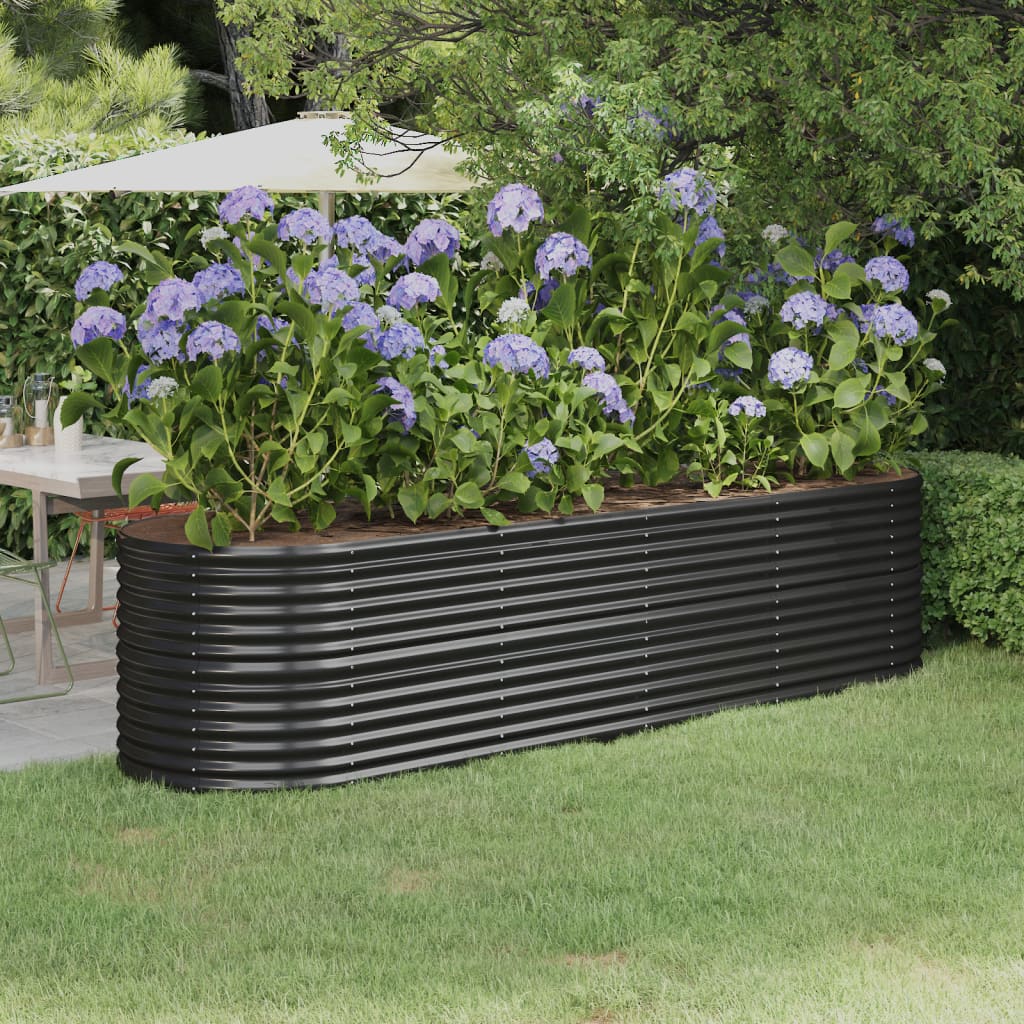 Garden Raised Bed Galvanised Steel 296x80x68 cm Anthracite