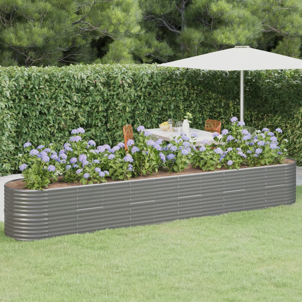 Garden Raised Bed Galvanised Steel 440x80x68 cm Grey