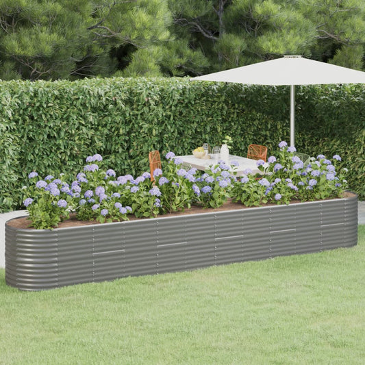 Garden Raised Bed Galvanised Steel 440x80x68 cm Grey