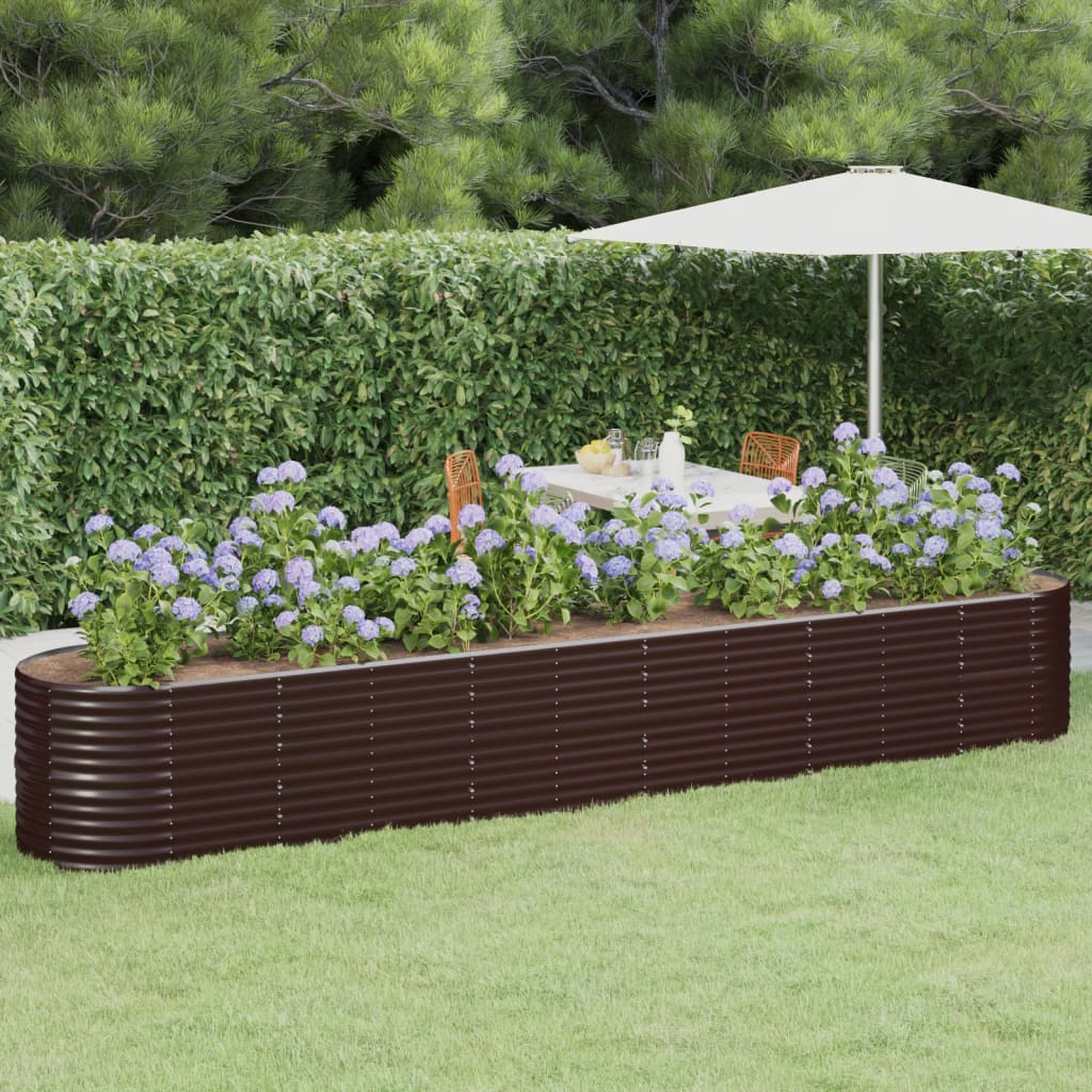 Garden Raised Bed Galvanised Steel 440x80x68 cm Brown
