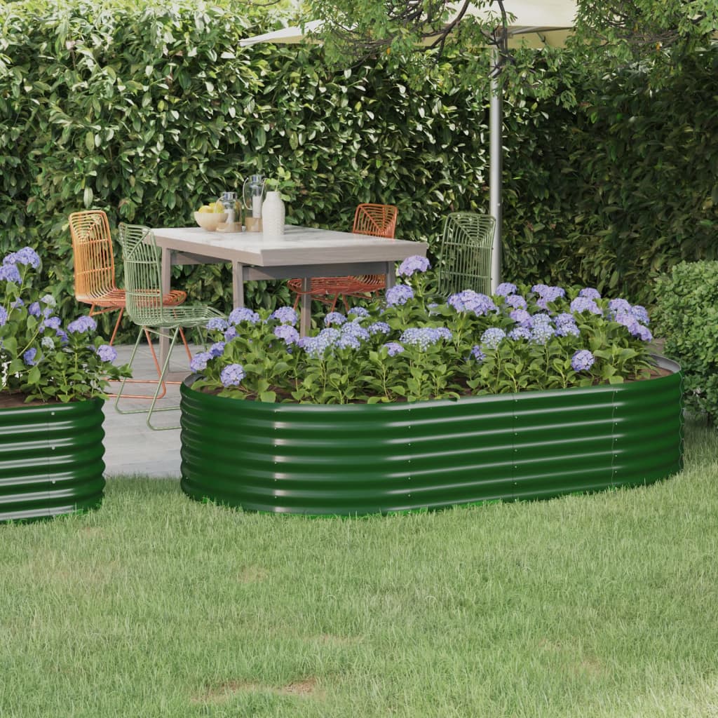Garden Raised Bed Galvanised Steel 175x100x36 cm Green