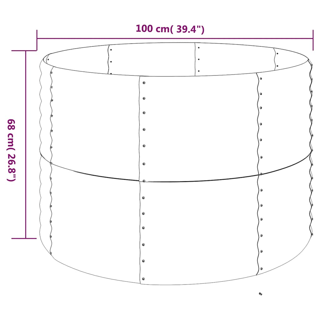 Garden Raised Bed Galvanised Steel 100x100x68 cm Anthracite