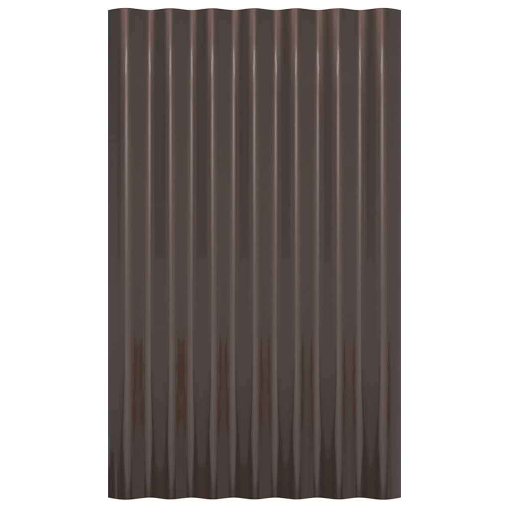 Roof Panels 12 pcs Galvanised Steel Brown 60x36 cm