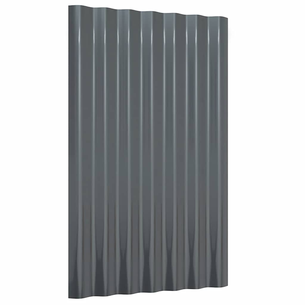 Roof Panels 12 pcs Galvanised Steel Anthracite 60x36 cm