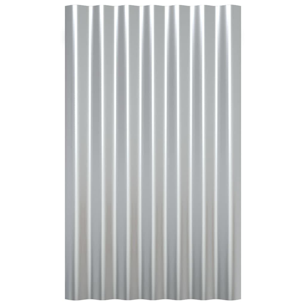 Roof Panels 12 pcs Galvanised Steel Silver 60x36 cm