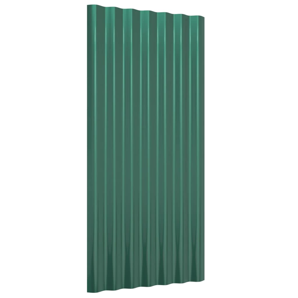 Roof Panels 12 pcs Galvanised Steel Green 80x36 cm