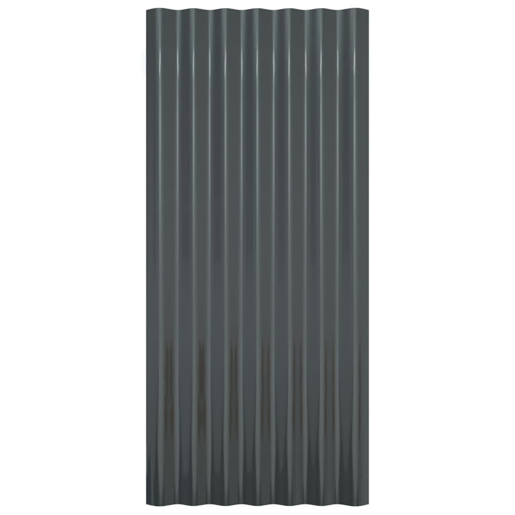 Roof Panels 12 pcs Galvanised Steel Anthracite 80x36 cm