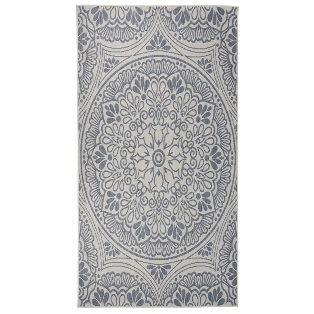 Outdoor Flatweave Rug 80x150 cm Blue Pattern