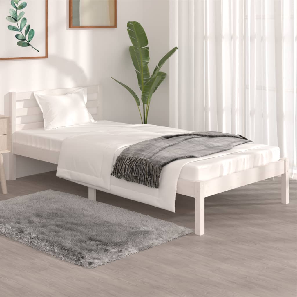 Bed Frame without Mattress 90x190cm White Single