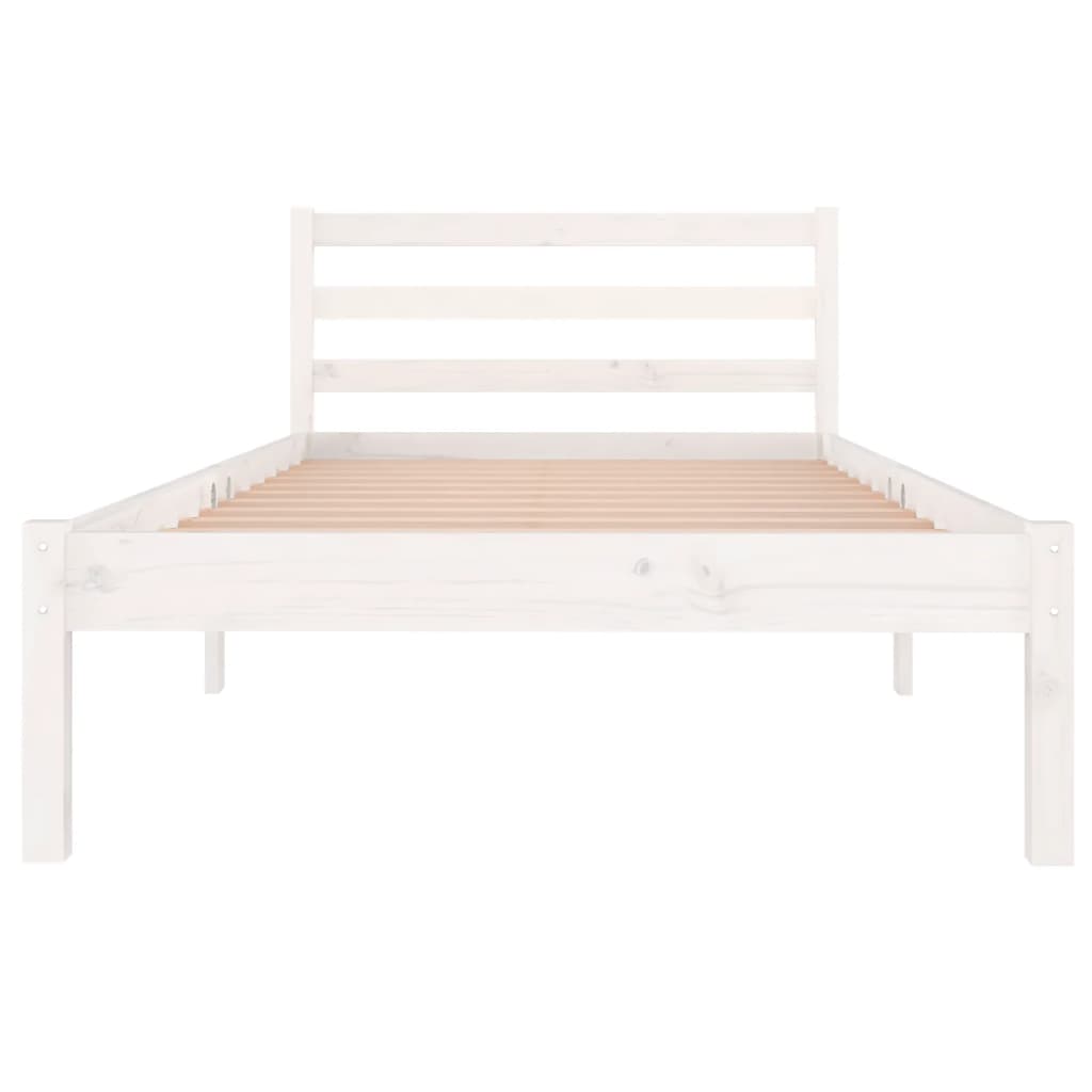 Bed Frame without Mattress Solid Wood Pine 90x200cm White