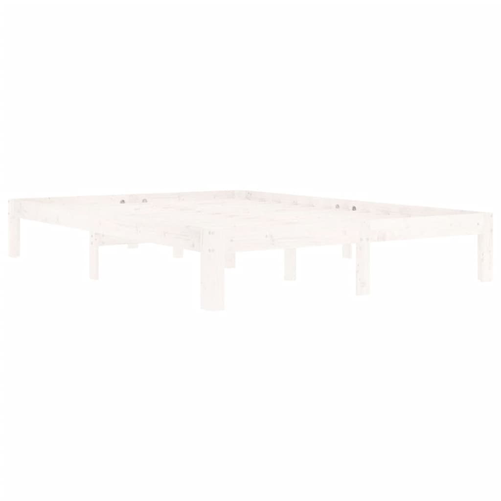 Bed Frame without Mattress White Solid Wood Pine 140x200cm