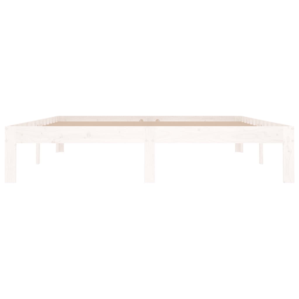 Bed Frame without Mattress White Solid Wood 150x200cm King Size