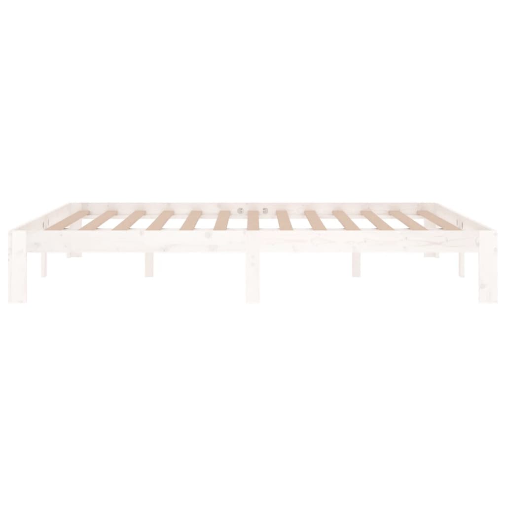 Bed Frame without Mattress White Solid Wood 150x200cm King Size