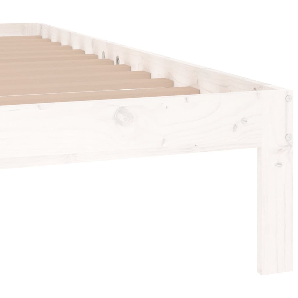 Bed Frame without Mattress White Solid Wood 150x200cm King Size