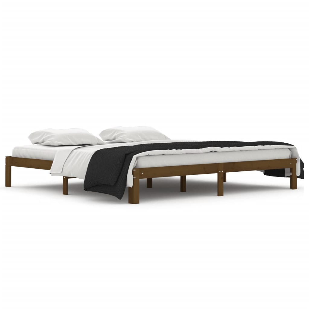Bed Frame without Mattress Honey Brown Solid Wood Pine 200x200cm