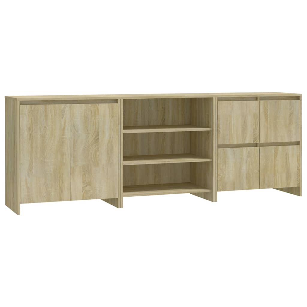 3 Piece Sideboard Sonoma Oak Engineered Wood
