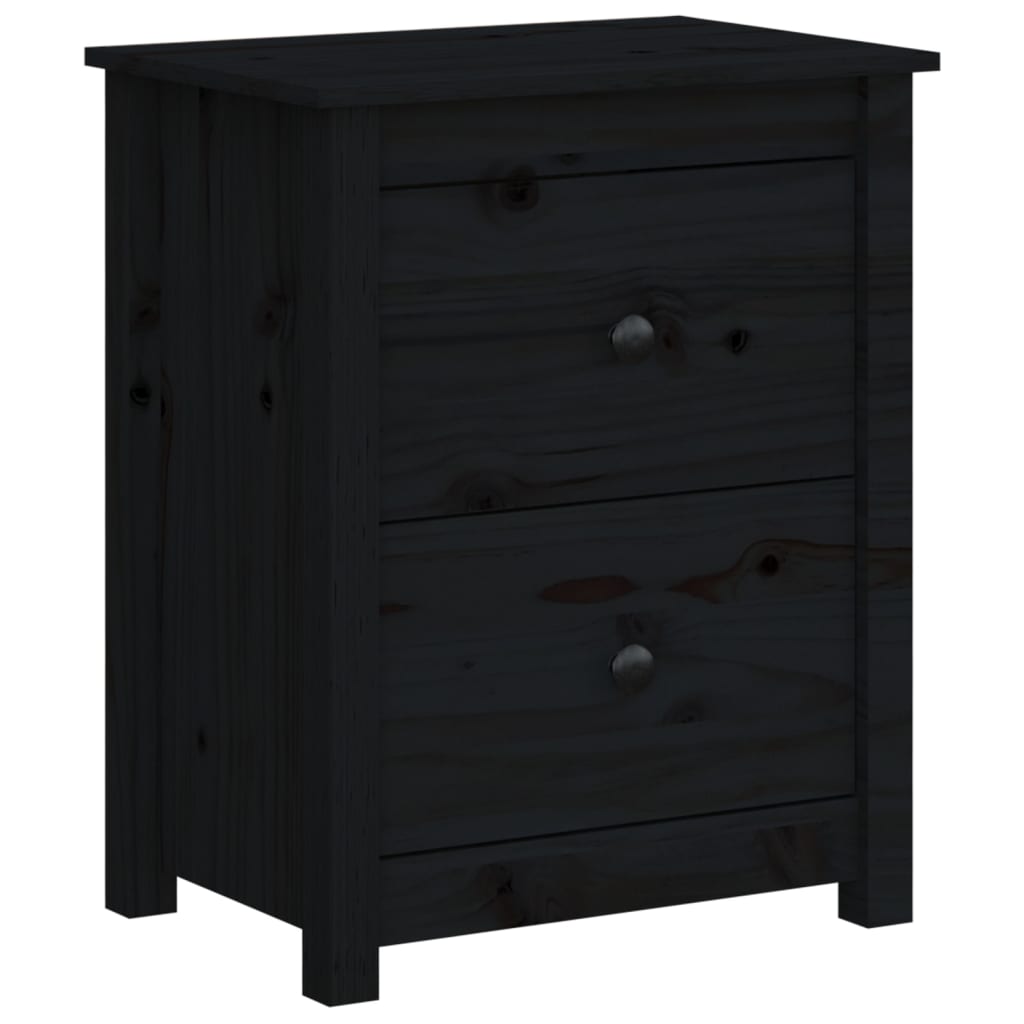 Bedside Cabinet Black 50x35x61.5 cm Solid Wood Pine
