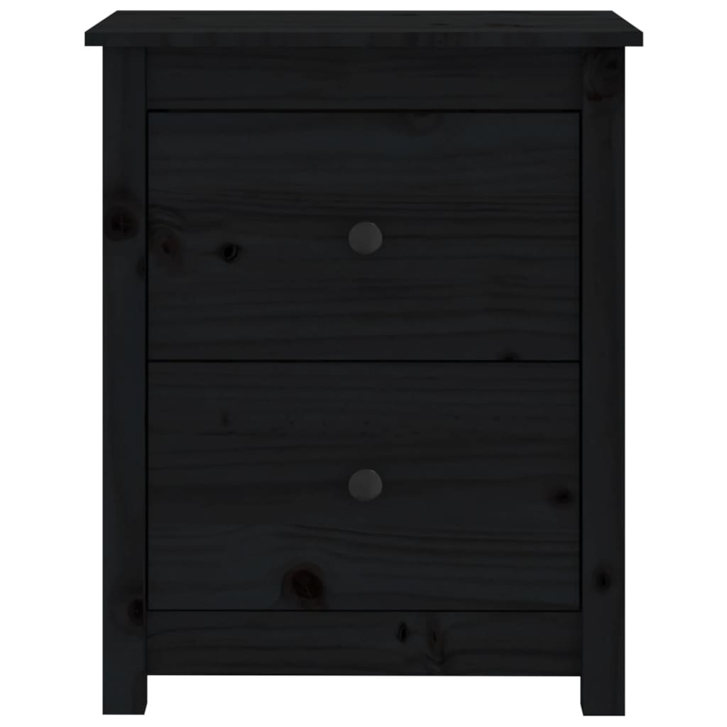 Bedside Cabinet Black 50x35x61.5 cm Solid Wood Pine