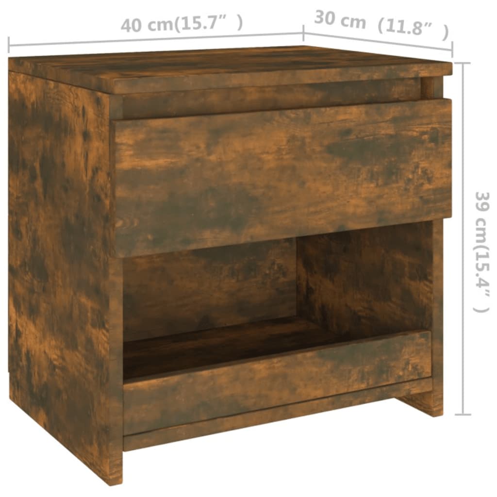 Bedside Cabinet Smoked Oak 40x30x39 cm Engineered Wood