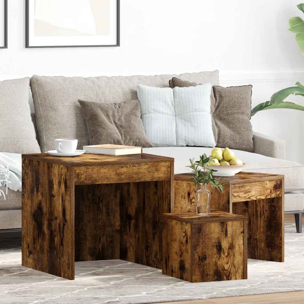 Nesting Tables 3 pcs Smoked Oak Engineered Wood