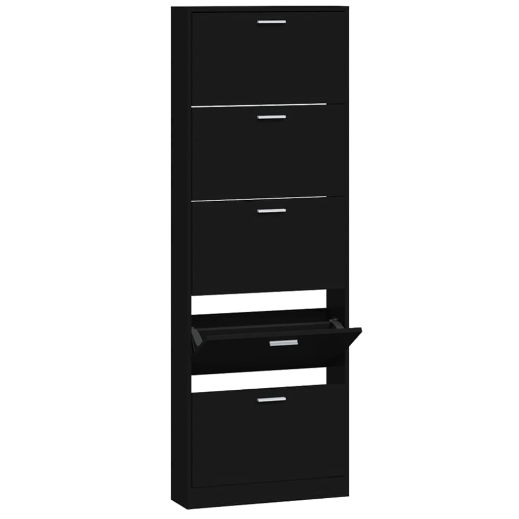 Shoe Cabinet Black 59x17x169 cm Engineered Wood