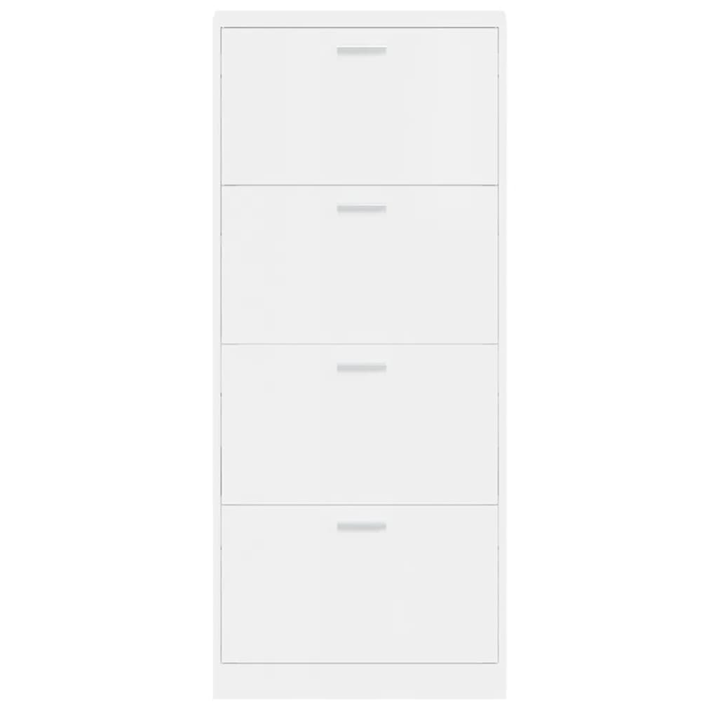 Shoe Cabinet High Gloss White 59x17x150 cm Engineered Wood