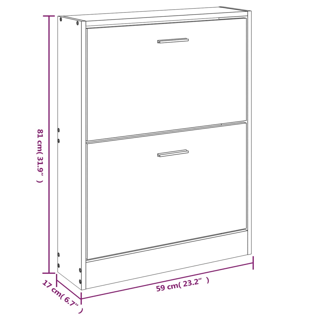 Shoe Cabinet Brown Oak 59x17x81 cm Engineered Wood