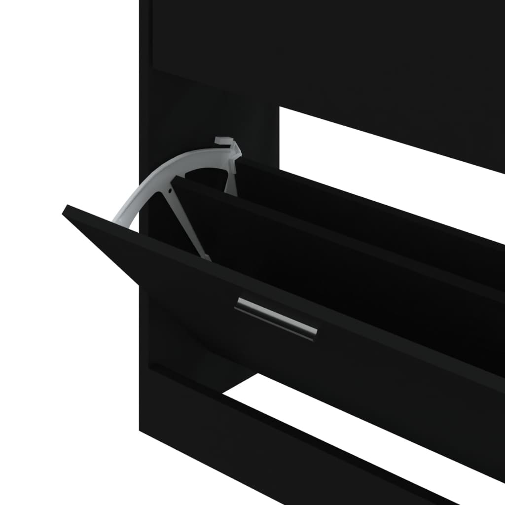 Shoe Cabinet Black 63x24x81 cm Engineered Wood