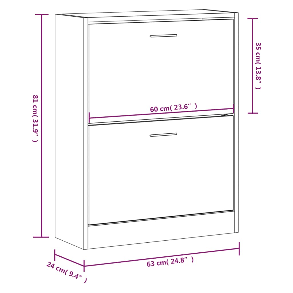 Shoe Cabinet Black 63x24x81 cm Engineered Wood