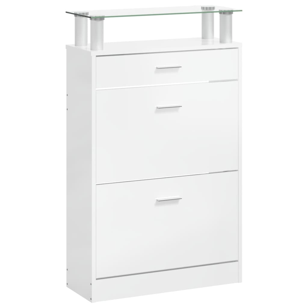 Shoe Cabinet High Gloss White 63x24x104 cm Engineered Wood