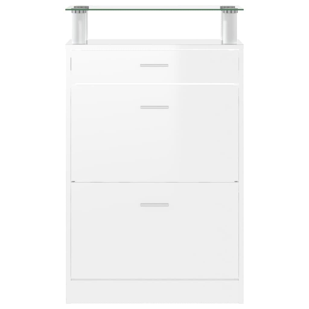 Shoe Cabinet High Gloss White 63x24x104 cm Engineered Wood