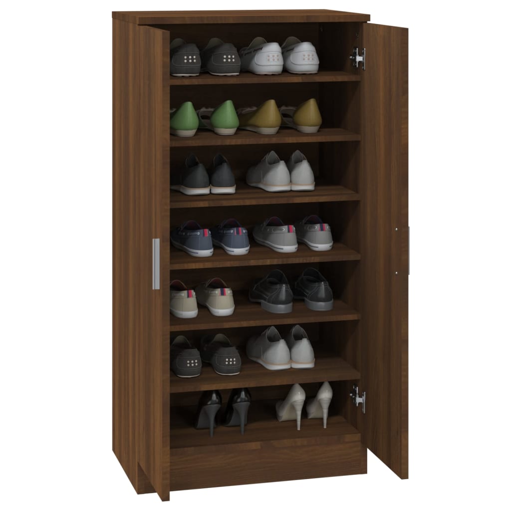 Shoe Cabinet Brown Oak 55x35x108 cm Engineered Wood