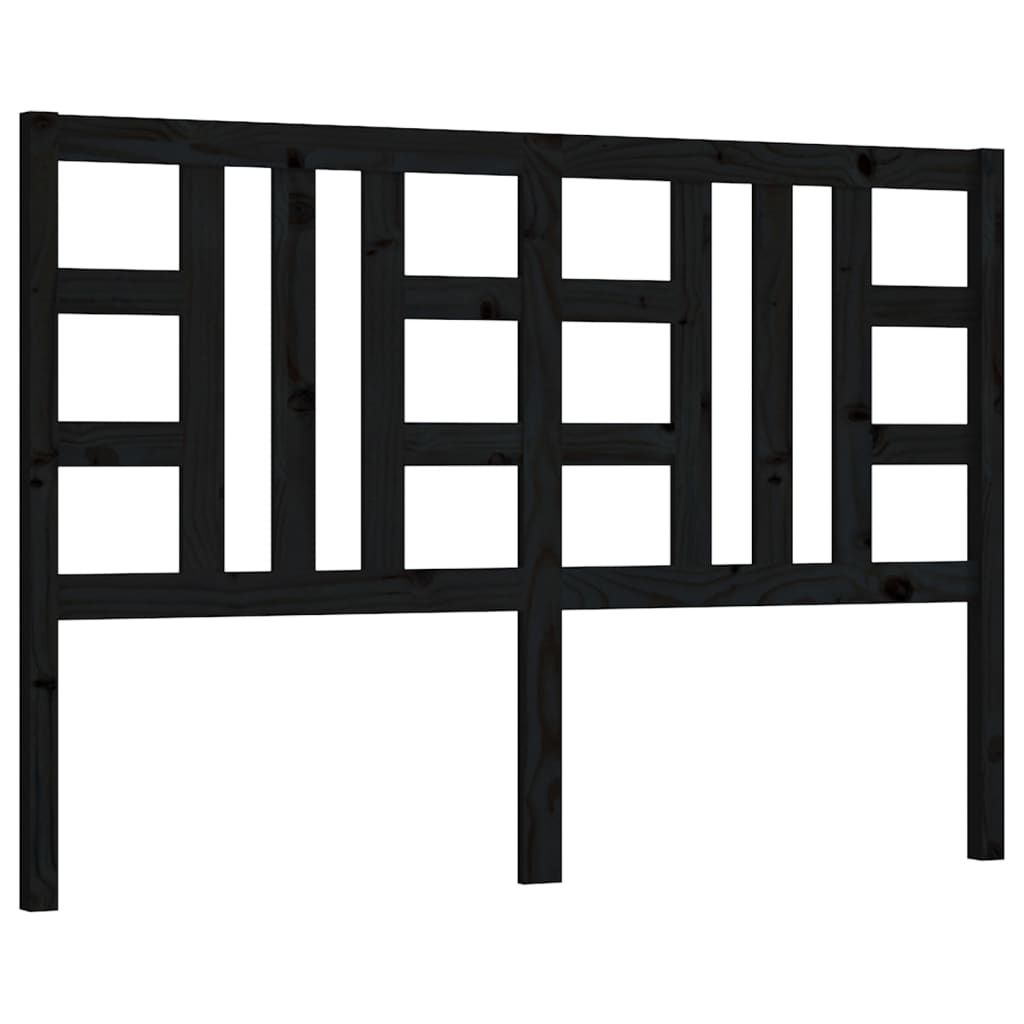 Bed Headboard Black 146x4x100 cm Solid Wood Pine