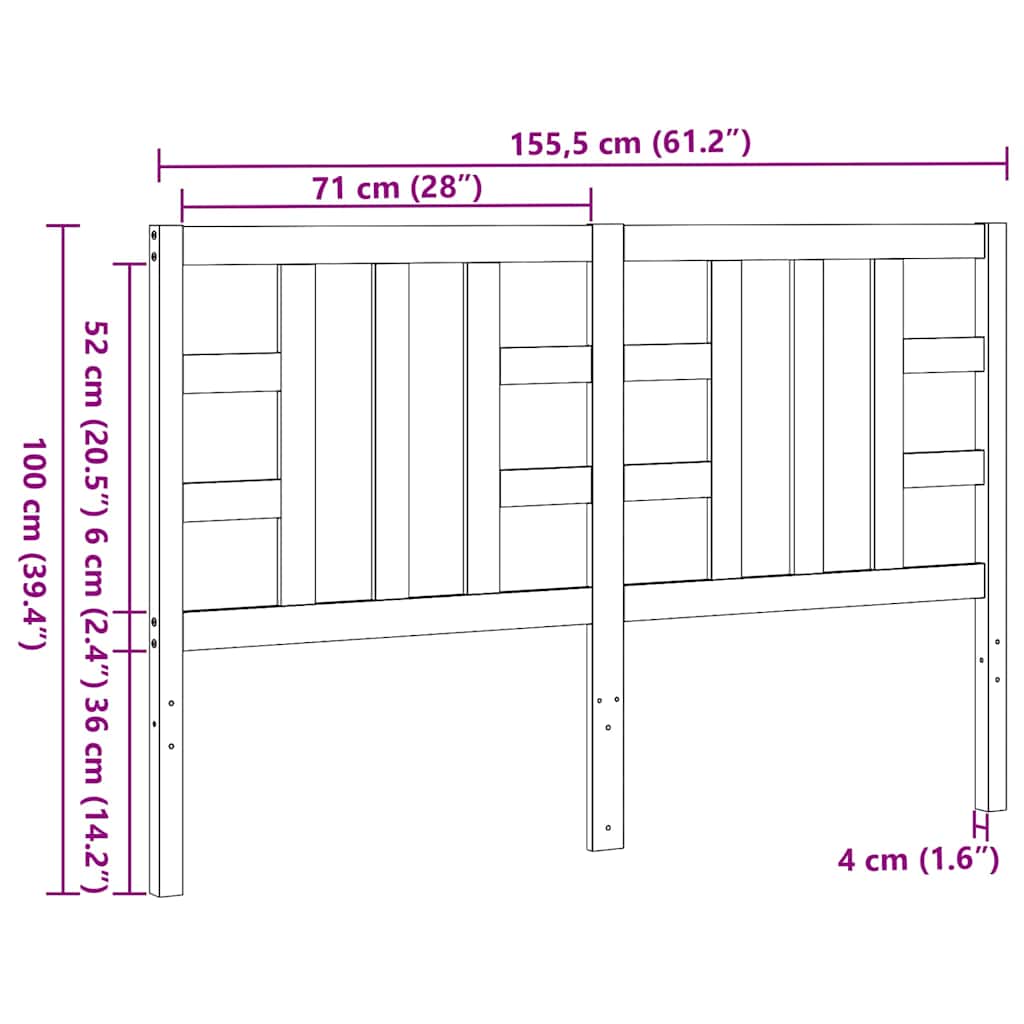 Bed Headboard Honey Brown 166x4x100 cm Solid Wood Pine