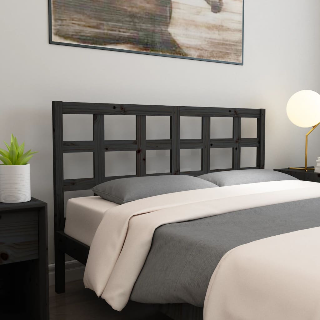 Bed Headboard Black 165.5x4x100 cm Solid Wood Pine